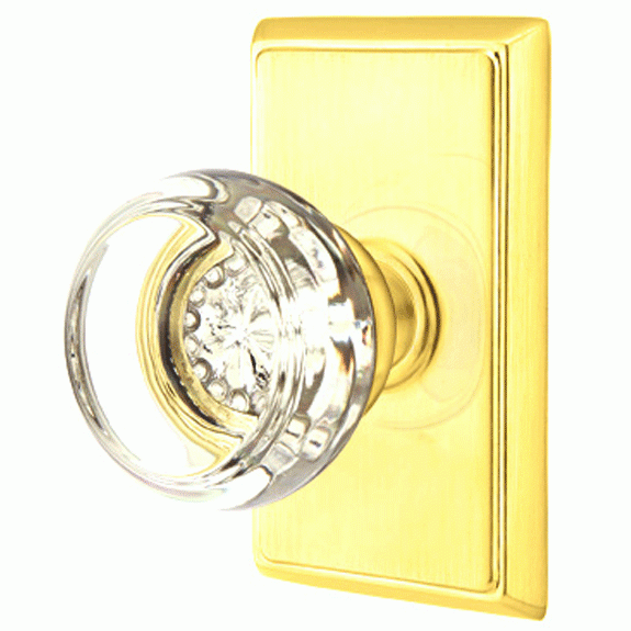 Antique Hardware Crystal Georgetown Door Knob Set With Rectangular Rosette (Several Finish Options) EMTEK GLASS CRYSTAL GEORGETOWN DOOR KNOB