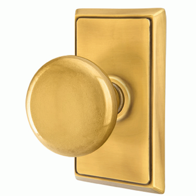 ##Antique Hardware## Solid Brass Providence Door Knob Set With Rectangular Rosette (Several Finish Options)