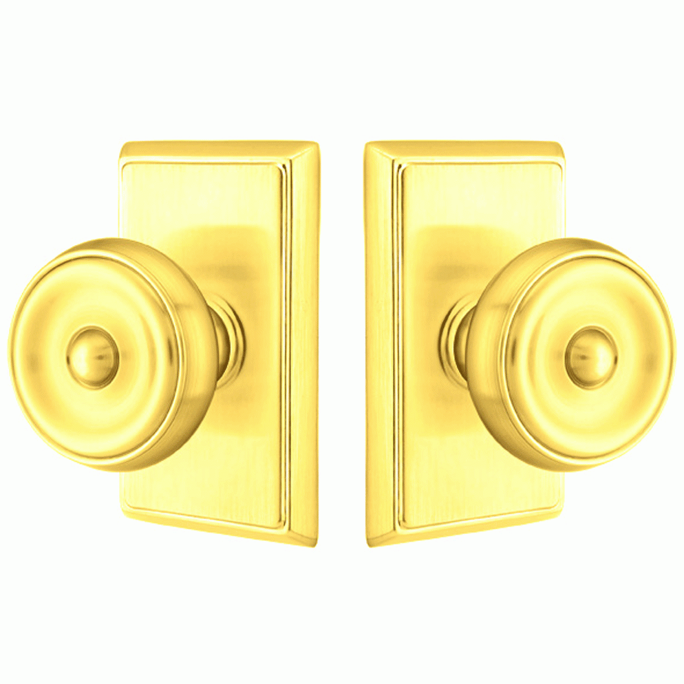 ##Antique Hardware## Solid Brass Waverly Door Knob Set With Rectangular Rosette (Several Finish Options)