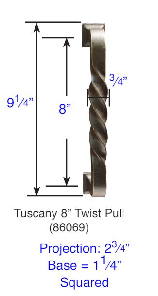 ##Antique Hardware## 9 1/4 Inch Tuscany Bronze Twist Pull