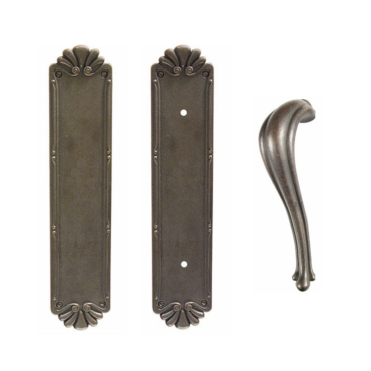 ##Antique Hardware## 14 Inch Tuscany Bronze Petal Art Nouveau Push & Pull Door Set