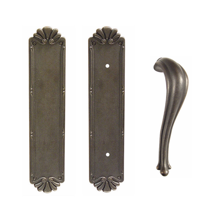 ##Antique Hardware## 14 Inch Tuscany Bronze Petal Art Nouveau Push & Pull Door Set