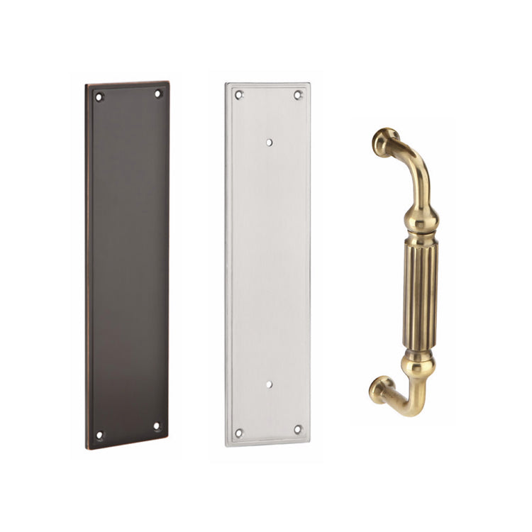 12 Inch Solid Brass Modern Knoxville Push & Pull Door Set