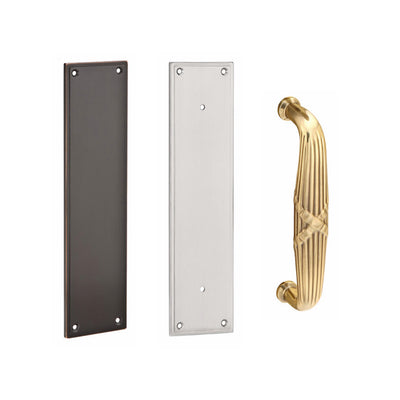 12 Inch Solid Brass Modern Ribbon & Reed Push & Pull Door Set