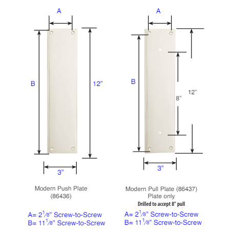 ##Antique Hardware## 12 Inch Solid Brass Modern Hercules Knurled Push & Pull Door Set