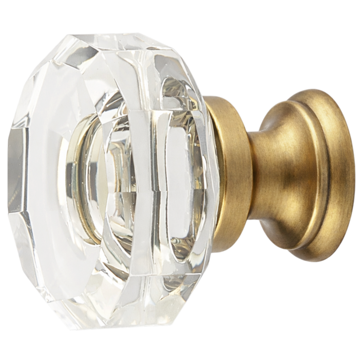 1 3/8 Inch Clear Crystal Glass Lowell Cabinet & Furniture Knob