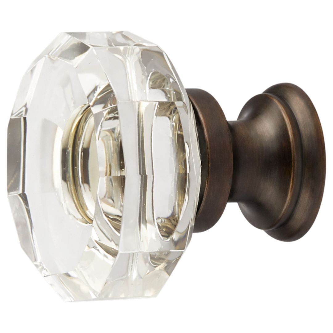 1 3/8 Inch Clear Crystal Glass Lowell Cabinet & Furniture Knob