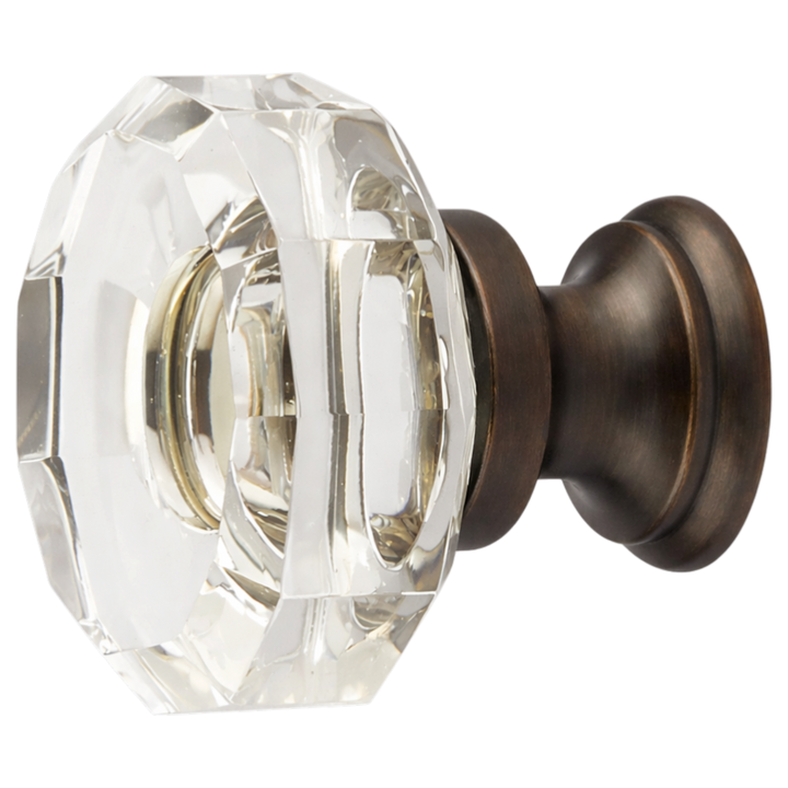 1 3/8 Inch Clear Crystal Glass Lowell Cabinet & Furniture Knob