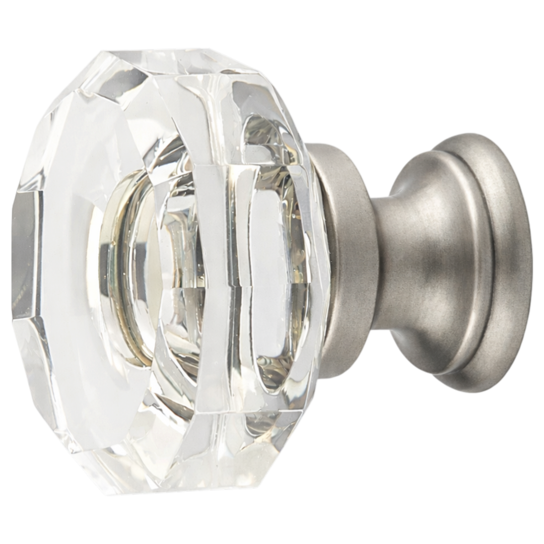 1 3/8 Inch Clear Crystal Glass Lowell Cabinet & Furniture Knob