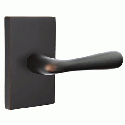 Antique Hardware Emtek Solid Brass Basal Lever With Modern Rectangular Rosette (Several Finish Options) EMTEK LEVER DOOR KNOB