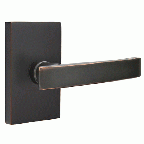 Antique Hardware Emtek Solid Brass Geneva Lever With Modern Rectangular Rosette (Several Finish Options) EMTEK LEVER DOOR KNOB