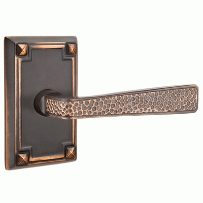 Antique Hardware Emtek Craftsman Style Hammered Lever With Rectangular Rosette (Many Finishes Available) EMTEK LEVER DOOR KNOB