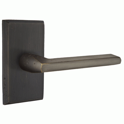 Antique Hardware Emtek Solid Brass Sandcast Lariat Lever With Modern Rectangular Rosette EMTEK LEVER DOOR KNOB