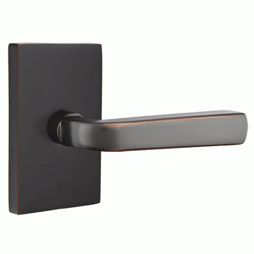 Antique Hardware Brass Modern Hardware - Double Dummy Sion Door Lever With Modern Rectangular Rosette in Satin Brass - 5052SIOUS4 - Emtek Hardware EMTEK LEVER DOOR KNOB