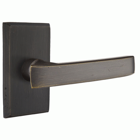 Antique Hardware Emtek Solid Brass Sandcast Yuma Lever With Modern Rectangular Rosette EMTEK LEVER DOOR KNOB