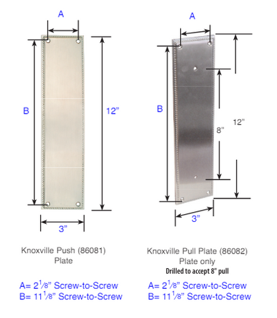 ##Antique Hardware## 12 Inch Solid Brass Knoxville Brisbane Push & Pull Door Set