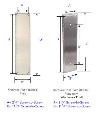 12 Inch Solid Brass Knoxville Hercules Knurled Push & Pull Door Set