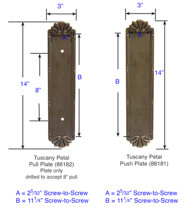 ##Antique Hardware## 14 Inch Tuscany Bronze Petal Palermo Push & Pull Door Set