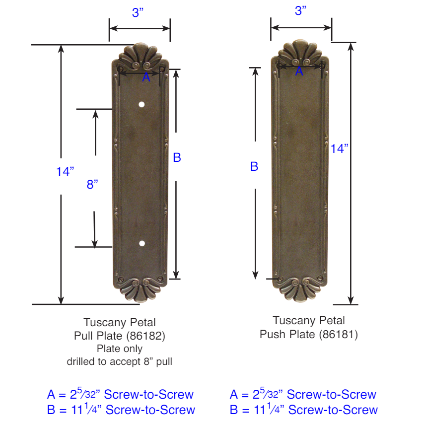 ##Antique Hardware## 14 Inch Tuscany Bronze Petal Palermo Pull Door Set