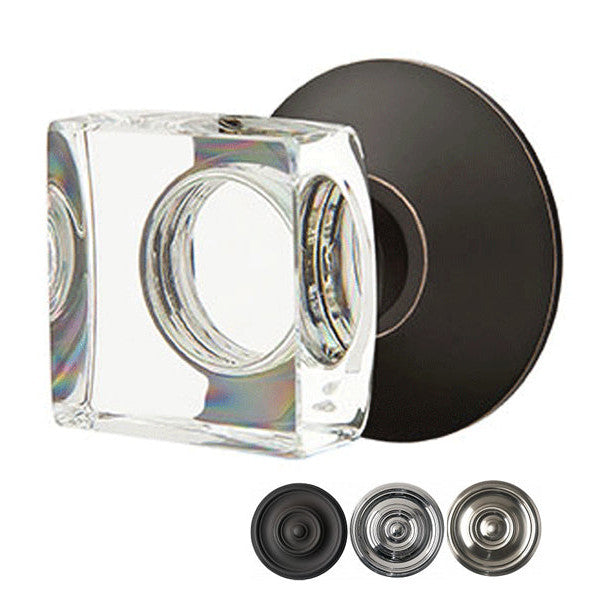 ##Antique Hardware## Modern Square Crystal Door Knob Set With Modern Rosette (Several Finish Options)