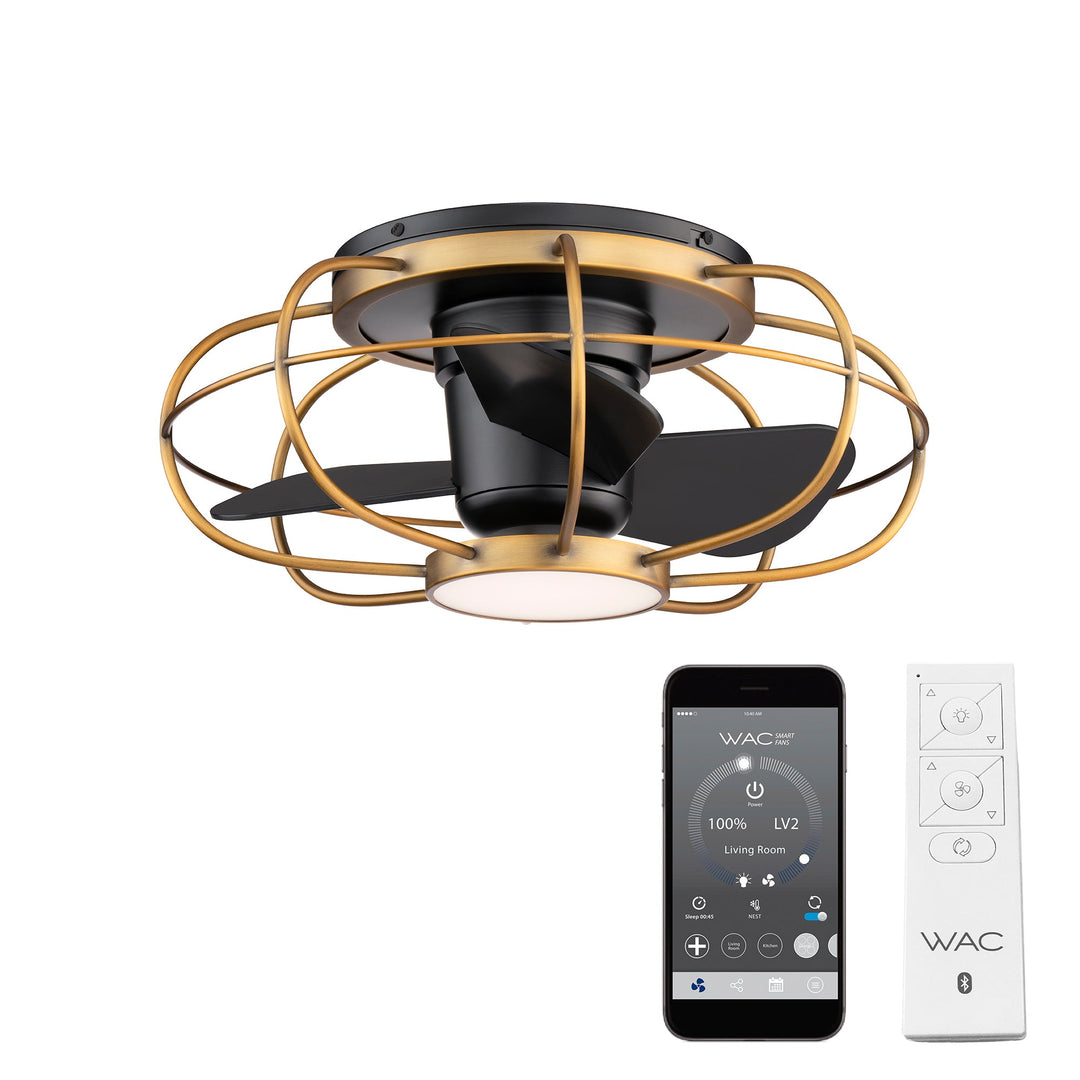 ##Antique Hardware## Aella 3-Blade LED Smart Caged Flush Mount Ceiling Fan