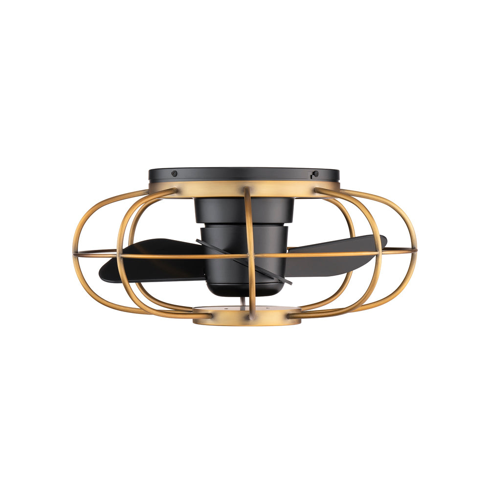 ##Antique Hardware## Aella 3-Blade LED Smart Caged Flush Mount Ceiling Fan