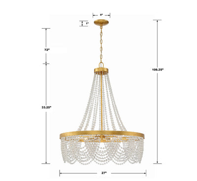 ##Antique Hardware## Fiona 4 Light Antique Gold Chandelier with Clear Beads