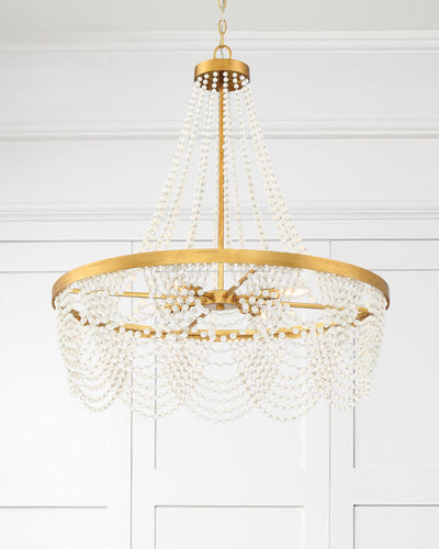 ##Antique Hardware## Doral 6 Light Matte White Chandelier