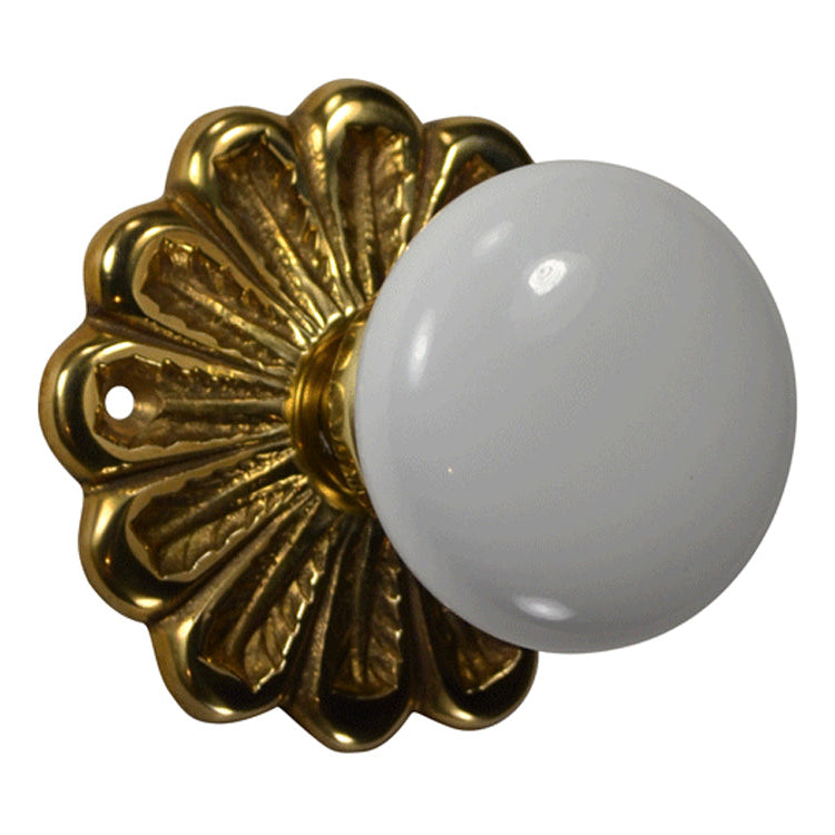 ##Antique Hardware## Maltesia Flower Rosette Door Set with White Porcelain Door Knobs (Several Finishes Available)