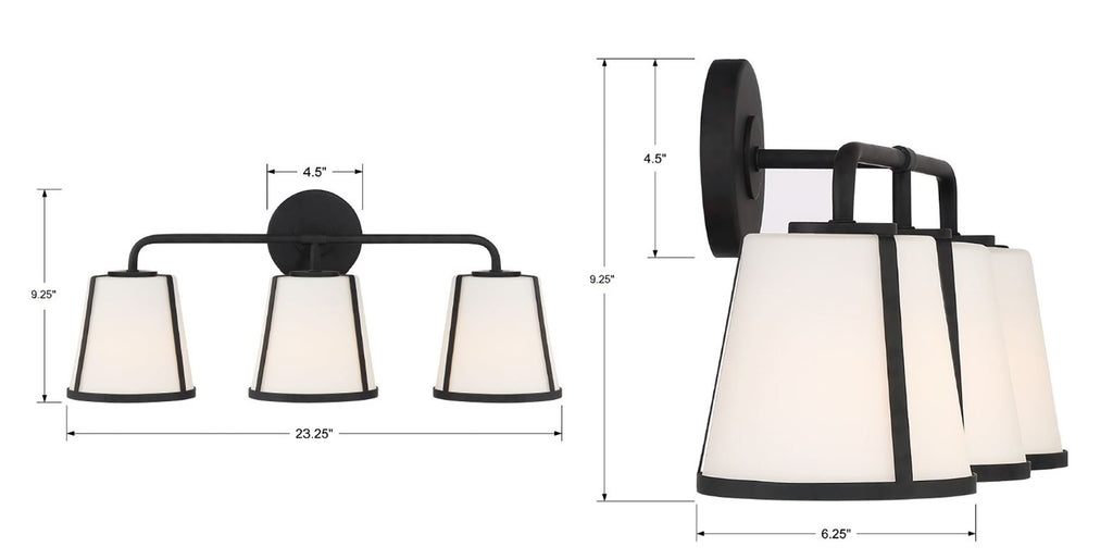 ##Antique Hardware## Fulton 3 Light Black Bathroom Vanity