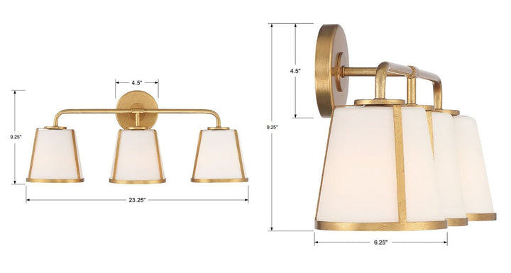 ##Antique Hardware## Fulton 3 Light Antique Gold Bathroom Vanity