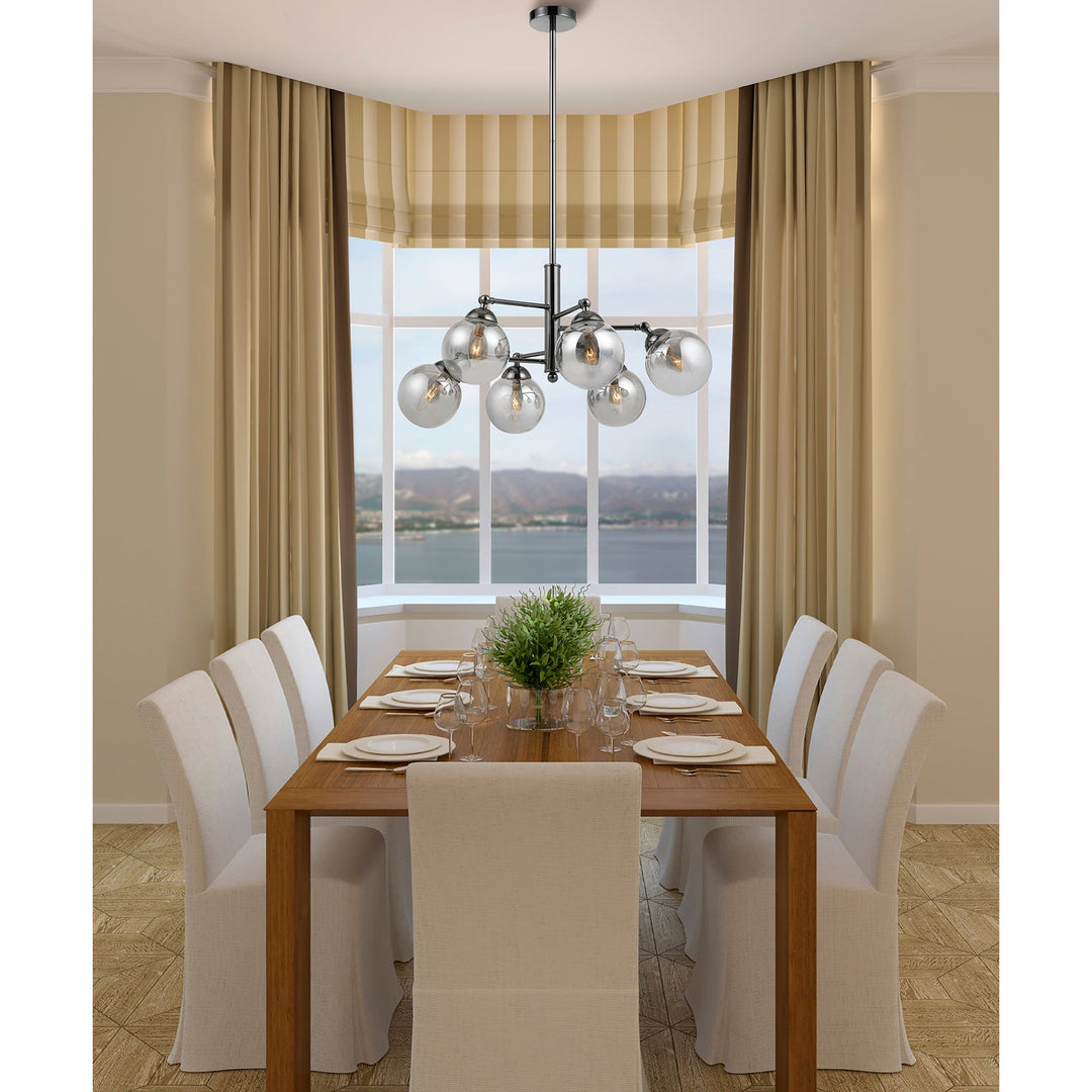 ##Antique Hardware## 40W X 6 PRATO METAL/GLASS 6 LIGHTS CHANDELIER