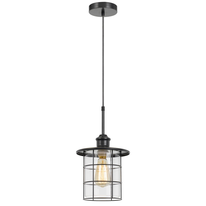 ##Antique Hardware## 60W SILVERTON METAL/GLASS PENDANT FIXTURE (EDISON BULBS INCLUDED)