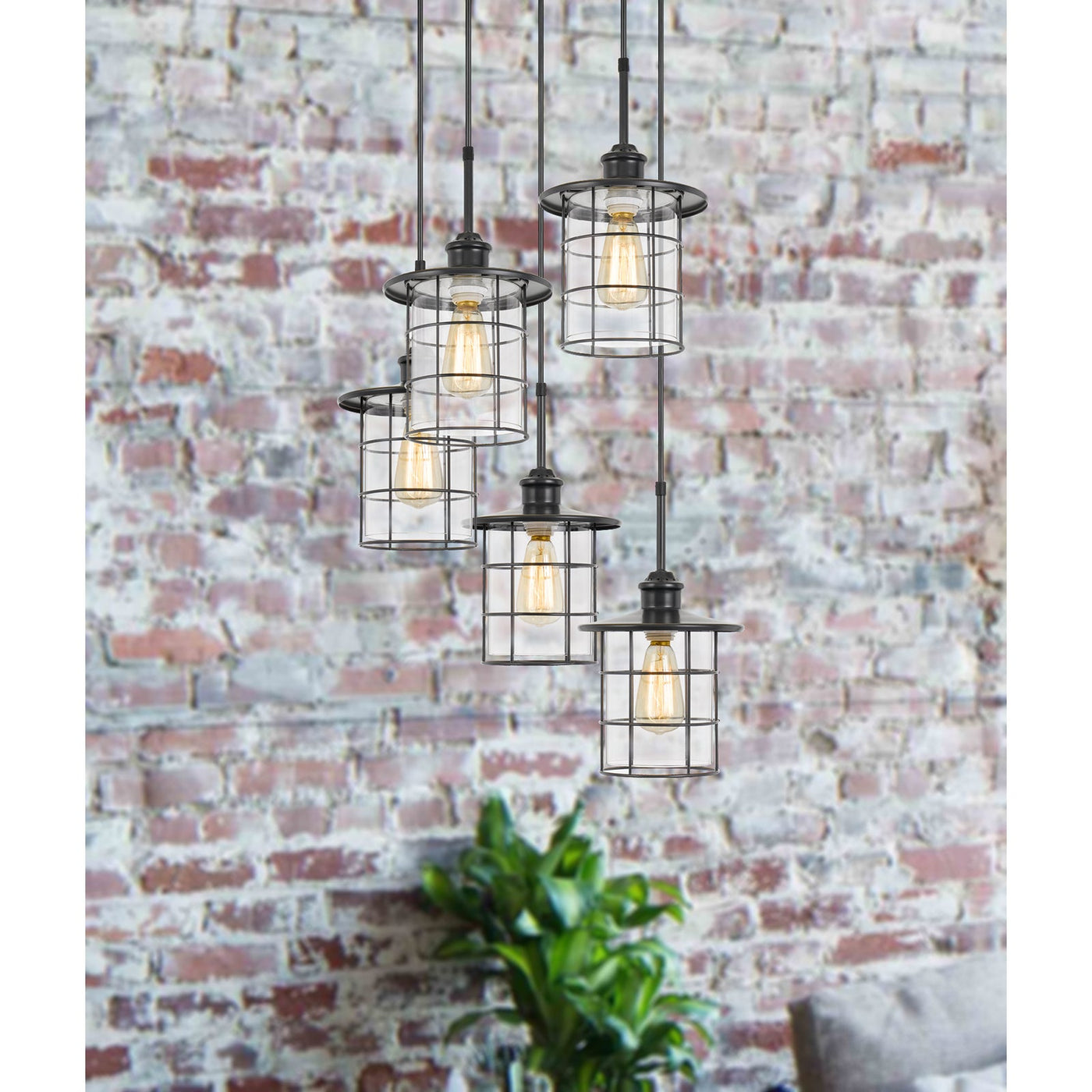 Antique Hardware 60W X 5 SILVERTON METAL/GLASS PENDANT FIXTURE (EDISON BULBS INCLUDED) Pendant