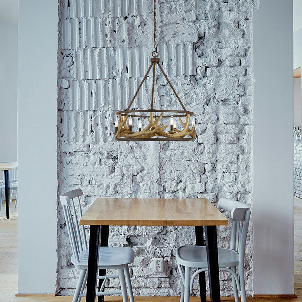 ##Antique Hardware## 60W X 6 ANTLER CHANDELIER