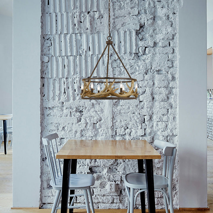 ##Antique Hardware## 60W X 6 ANTLER CHANDELIER