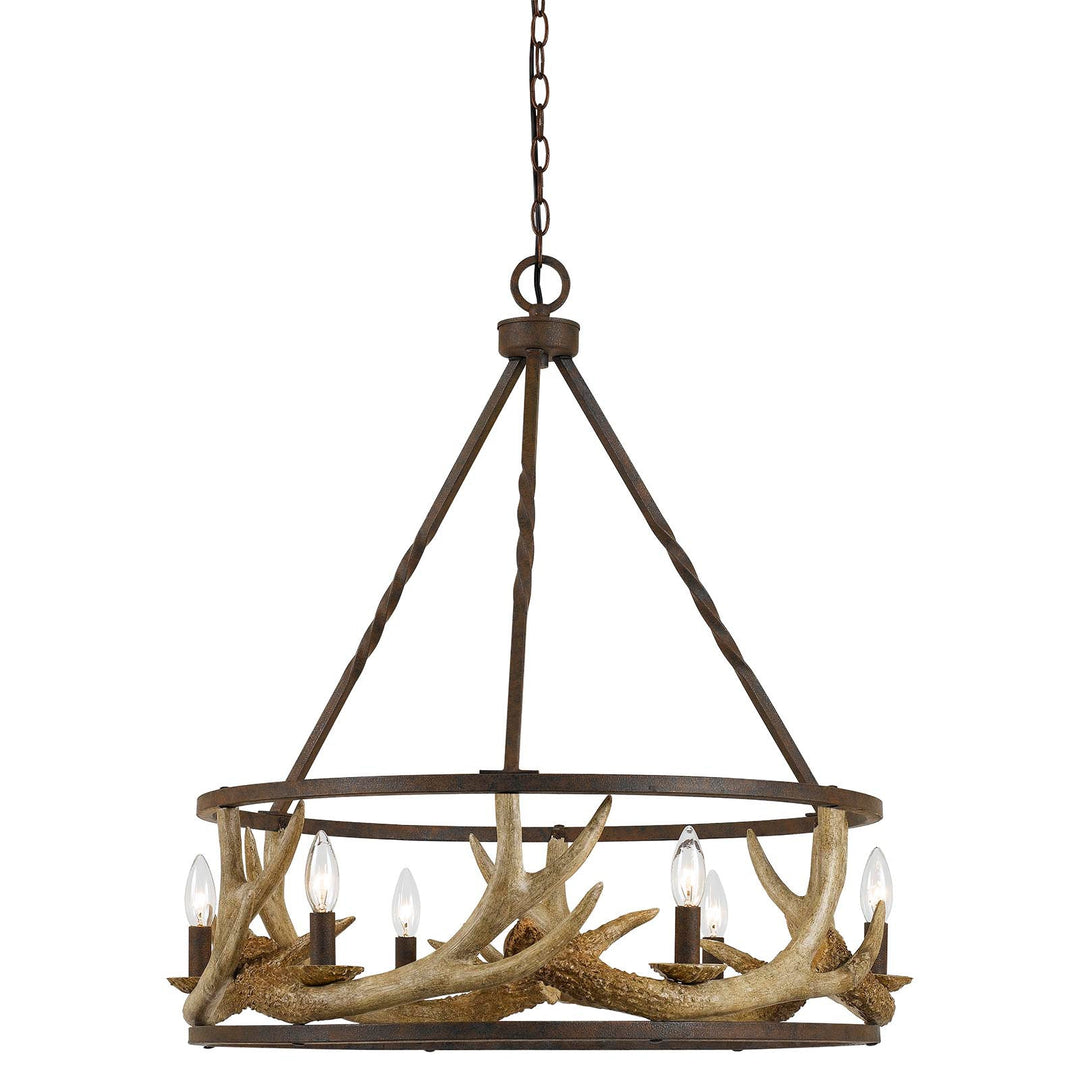 ##Antique Hardware## 60W X 6 ANTLER CHANDELIER