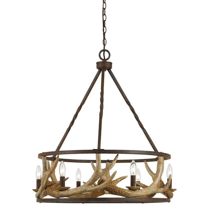 ##Antique Hardware## 60W X 6 ANTLER CHANDELIER