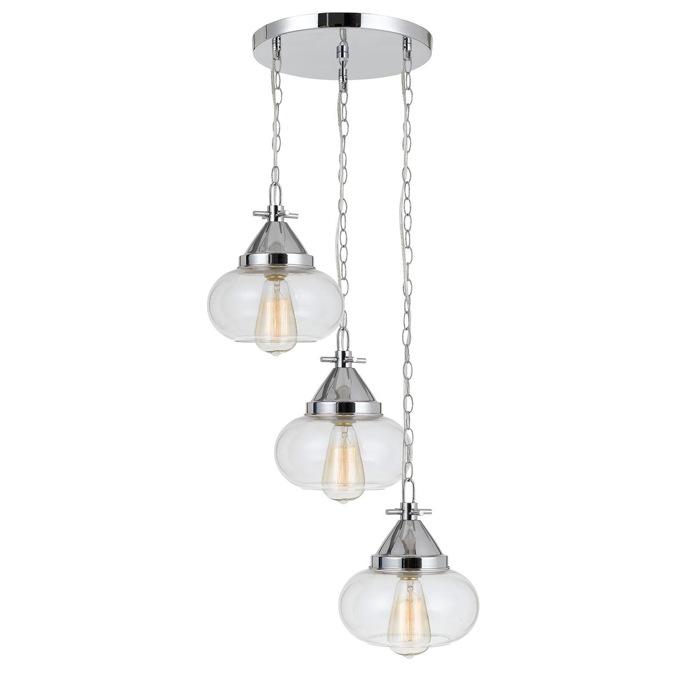 Antique Hardware 60W X 3 MAYWOOD GLASS PENDANT (EDISON BULBS NOT INCLUDED) Pendant