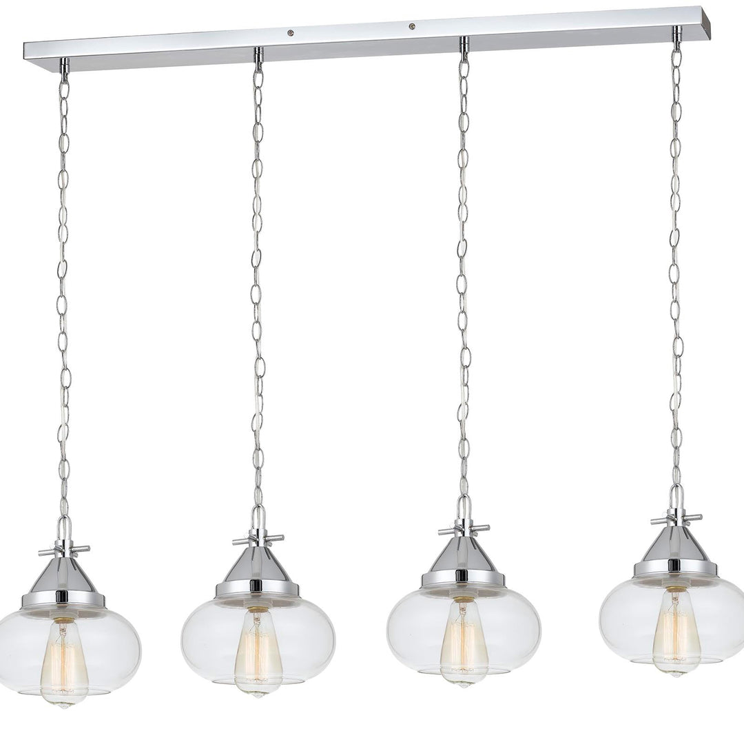 ##Antique Hardware## 60W X 4 MAYWOOD GLASS PENDANT (EDISON BULBS NOT INCLUDED)