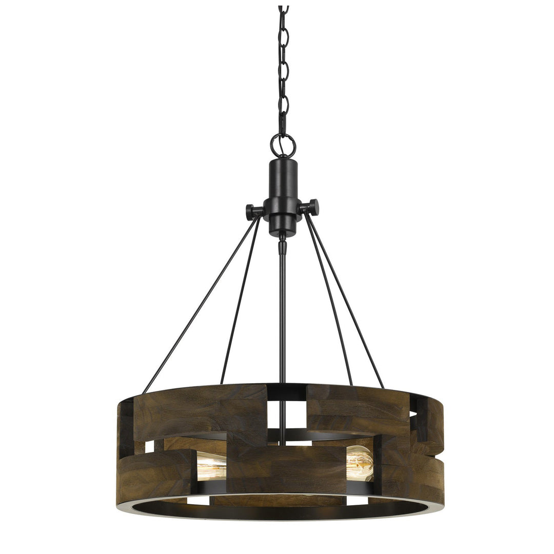 ##Antique Hardware## 60W X 3 BRADFORD METAL AND WOOD CHANDELIER (EDISON BULBS NOT INCLUDED)