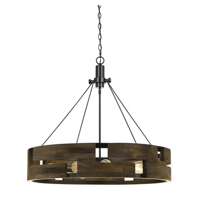 Antique Hardware 60W X 9 BRADFORD METAL AND WOOD CHANDELIER (EDISON BULBS NOT INCLUDED) Chandelier