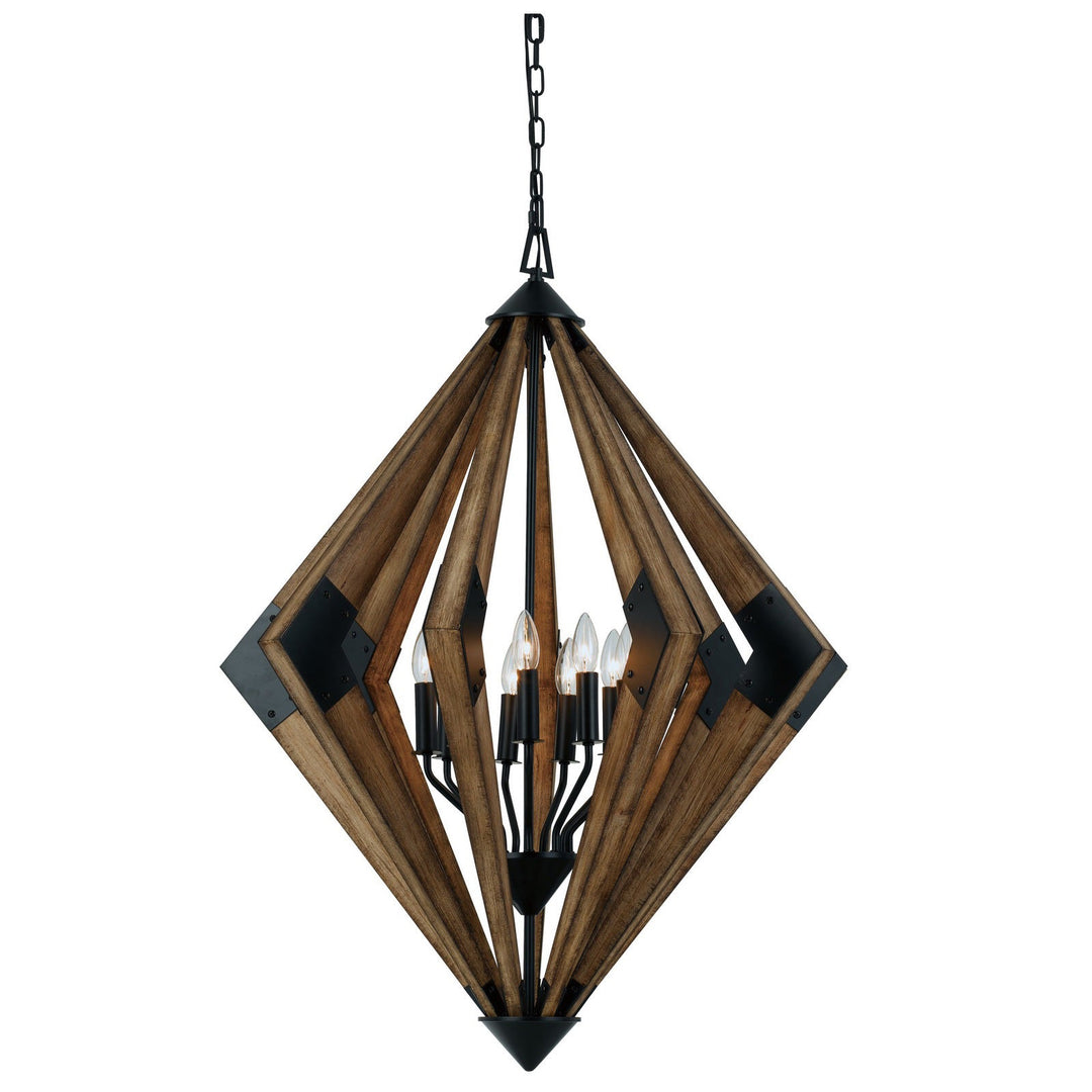 ##Antique Hardware## 60W X 9 AREZZO WOOD CHANDELIER