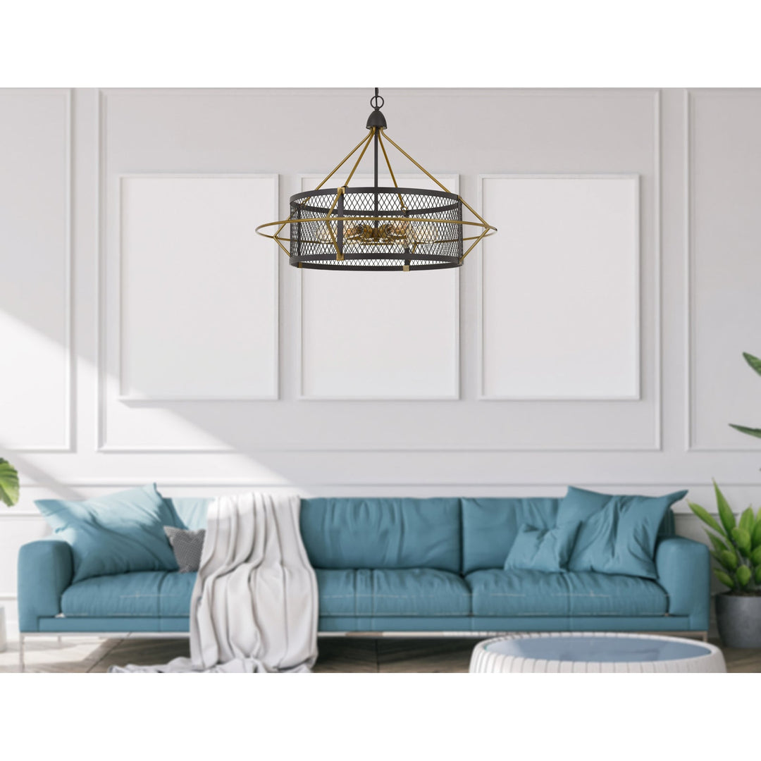 ##Antique Hardware## 60W X 6 CASERTA METAL CHANDELIER WITH MESH SHADE (EDISON BULBS NOT INCLUDED)