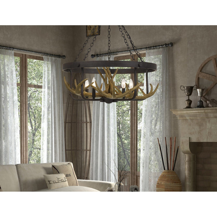 ##Antique Hardware## ANGELO 60W X 5 METAL ANTLER CHANDELIER