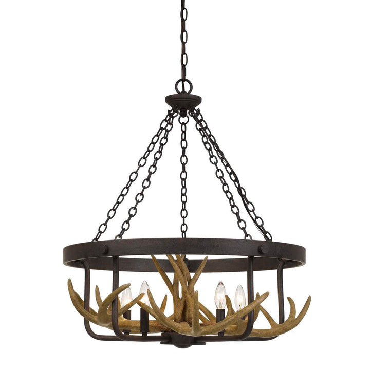##Antique Hardware## ANGELO 60W X 5 METAL ANTLER CHANDELIER