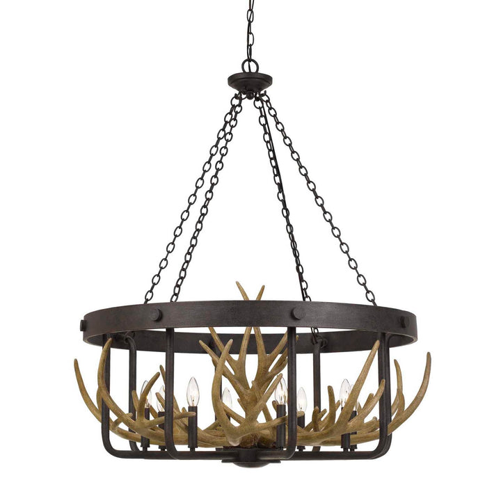 Antique Hardware ANGELO 60W X 8 METAL ANTLER CHANDELIER Chandelier