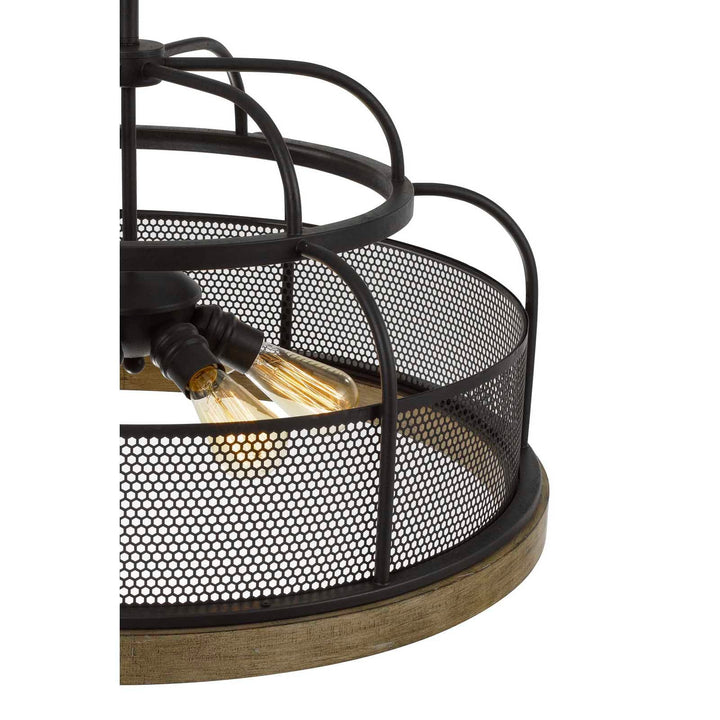 ##Antique Hardware## AKAKI 60W X 6 METAL/PINE WOOD CHANDELIER  (EDISON BULBS NOT INCLUDED)