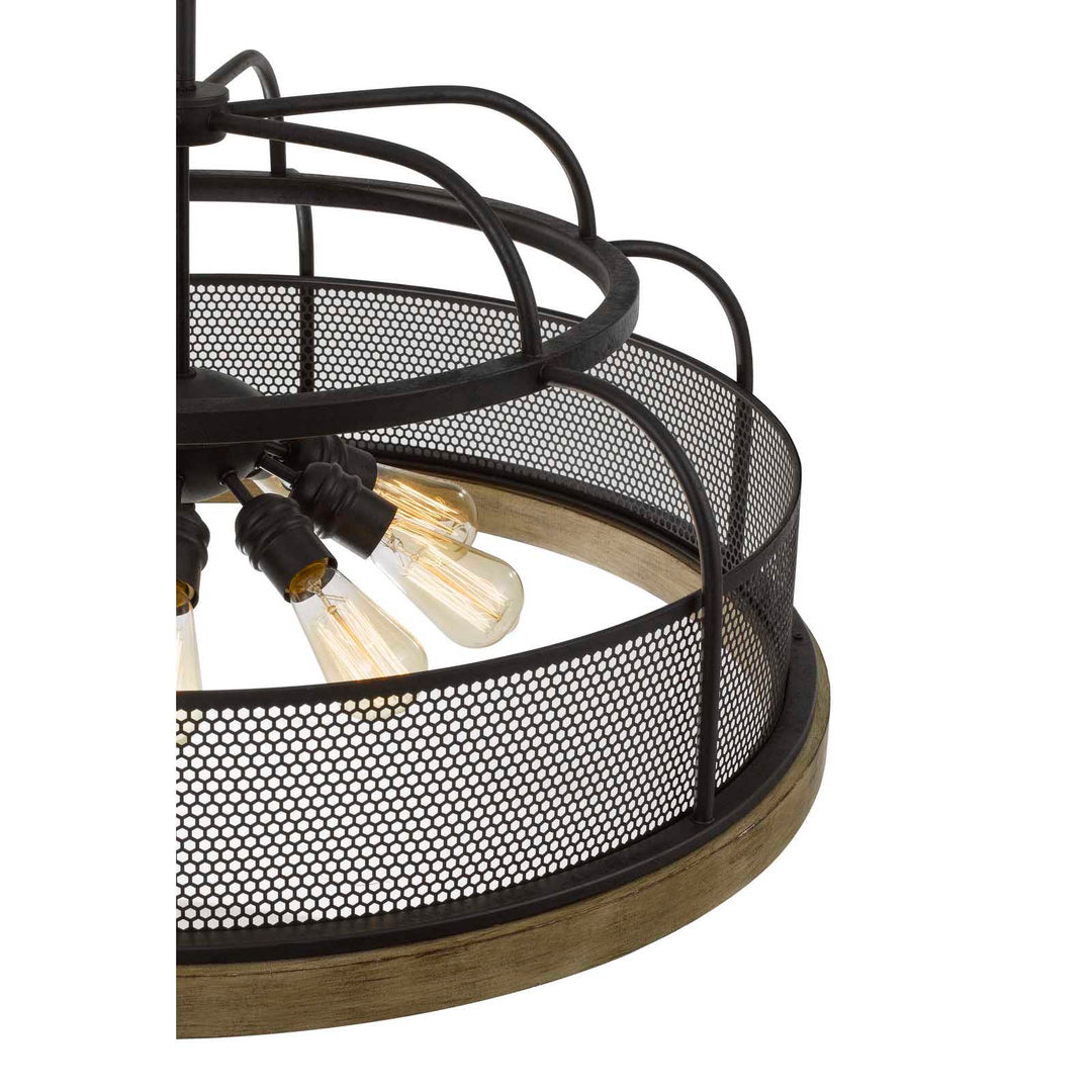 ##Antique Hardware## AKAKI 60W X 9 METAL/PINE WOOD CHANDELIER  (EDISON BULBS NOT INCLUDED)