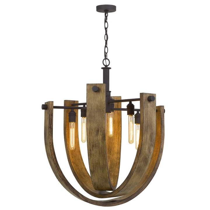 ##Antique Hardware## 60W X 6 PADOVA METAL/WOOD CHANDELIER (EDISON BULBS ARE NOT INCLUDED)